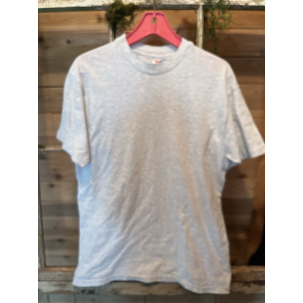 Vintage 90s Hanes Beefy-T T Shirt Medium Gray Made USA Single Stitch Blank Tee M